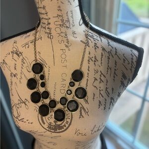 Gold and Black Statement Necklace with Cascading Discs